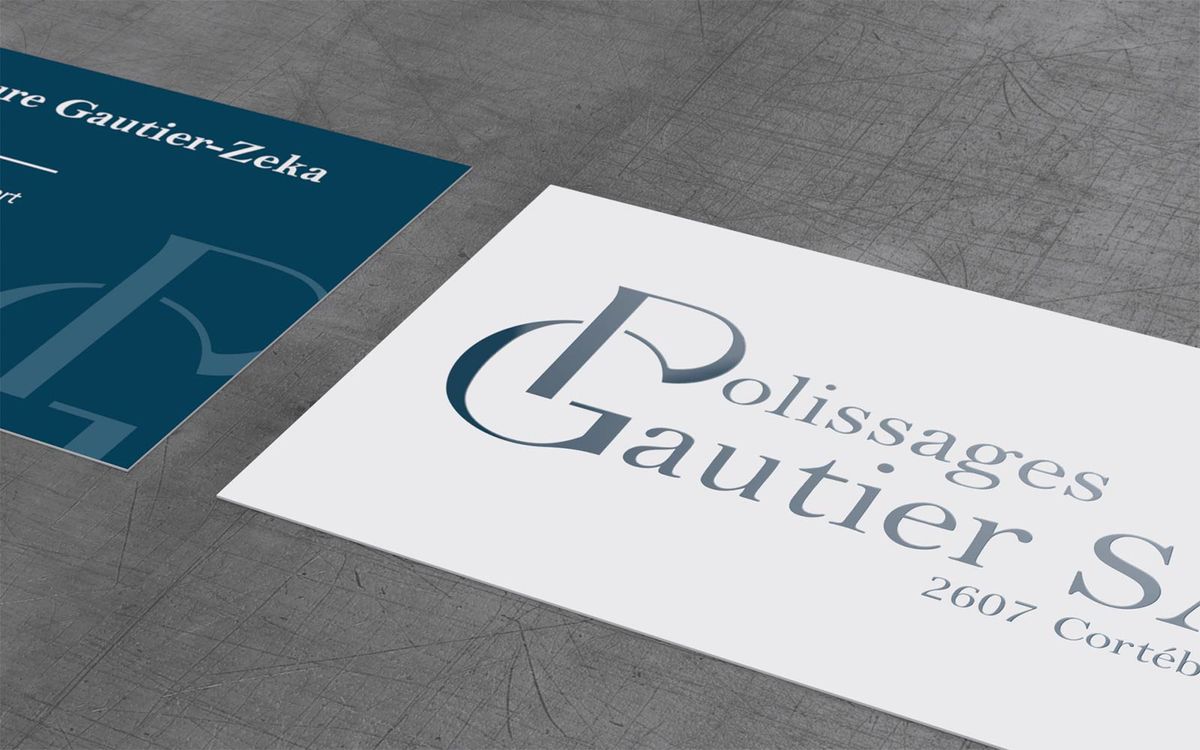 Le logo de Polissages Gautier sur sa carte de visite