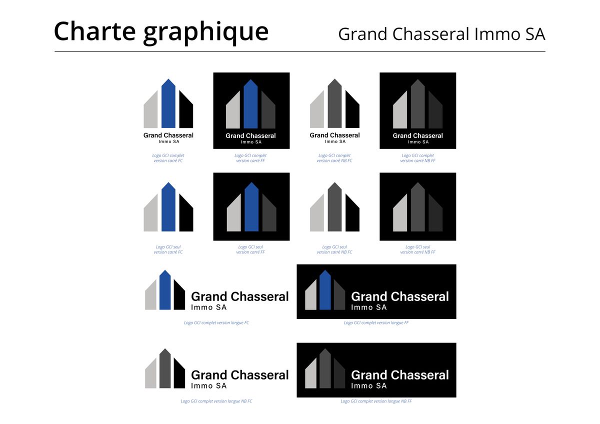 Page de charte du logo de Grand Chasseral Immo
