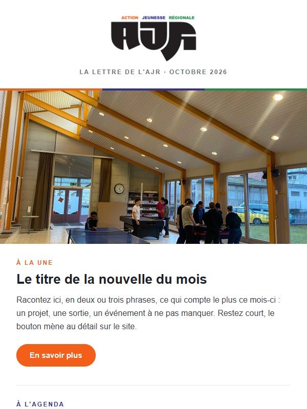 Le modèle de la lettre d'information de l'AJR