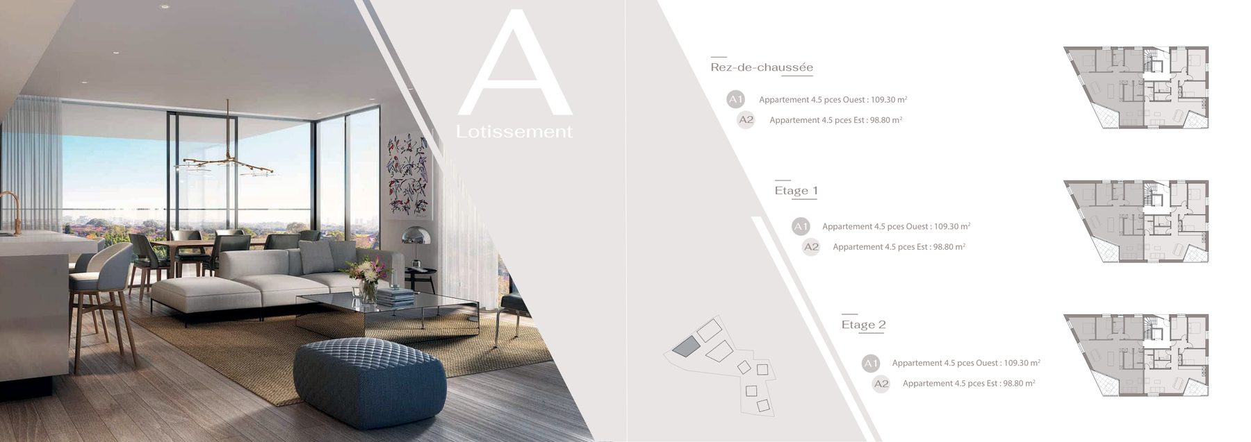 Double page de la brochure de la promotion immobilière Pré Paroz