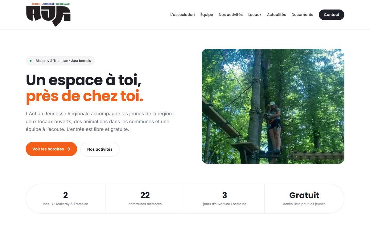 Site de Action Jeunesse Régionale réalisé par Pixel idea