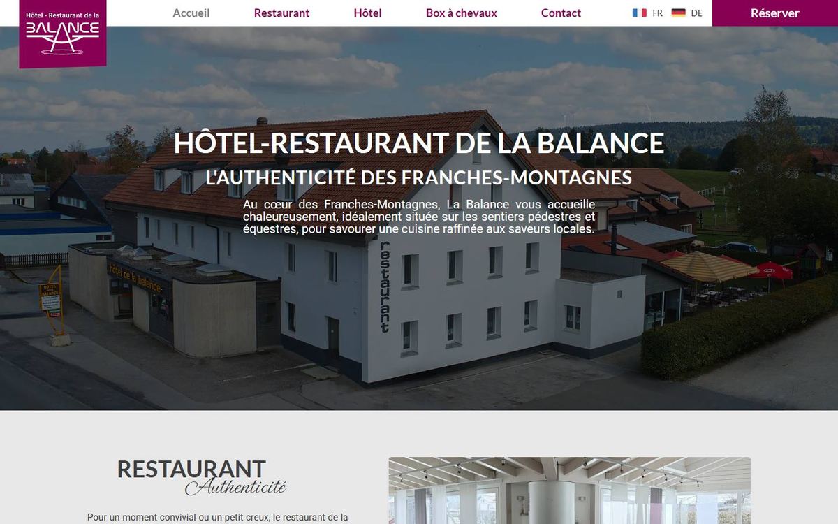 Site internet de Hôtel-Restaurant de la Balance, réalisé par Pixel idea