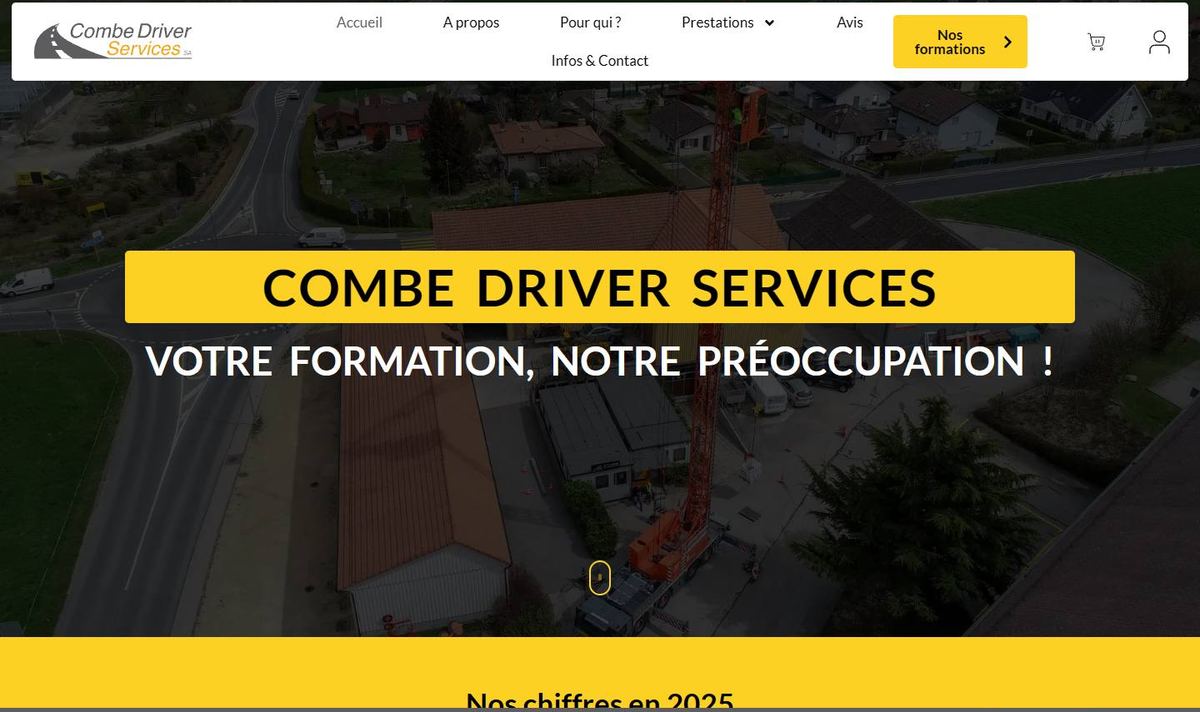Page d'accueil du site de Combe Driver Services