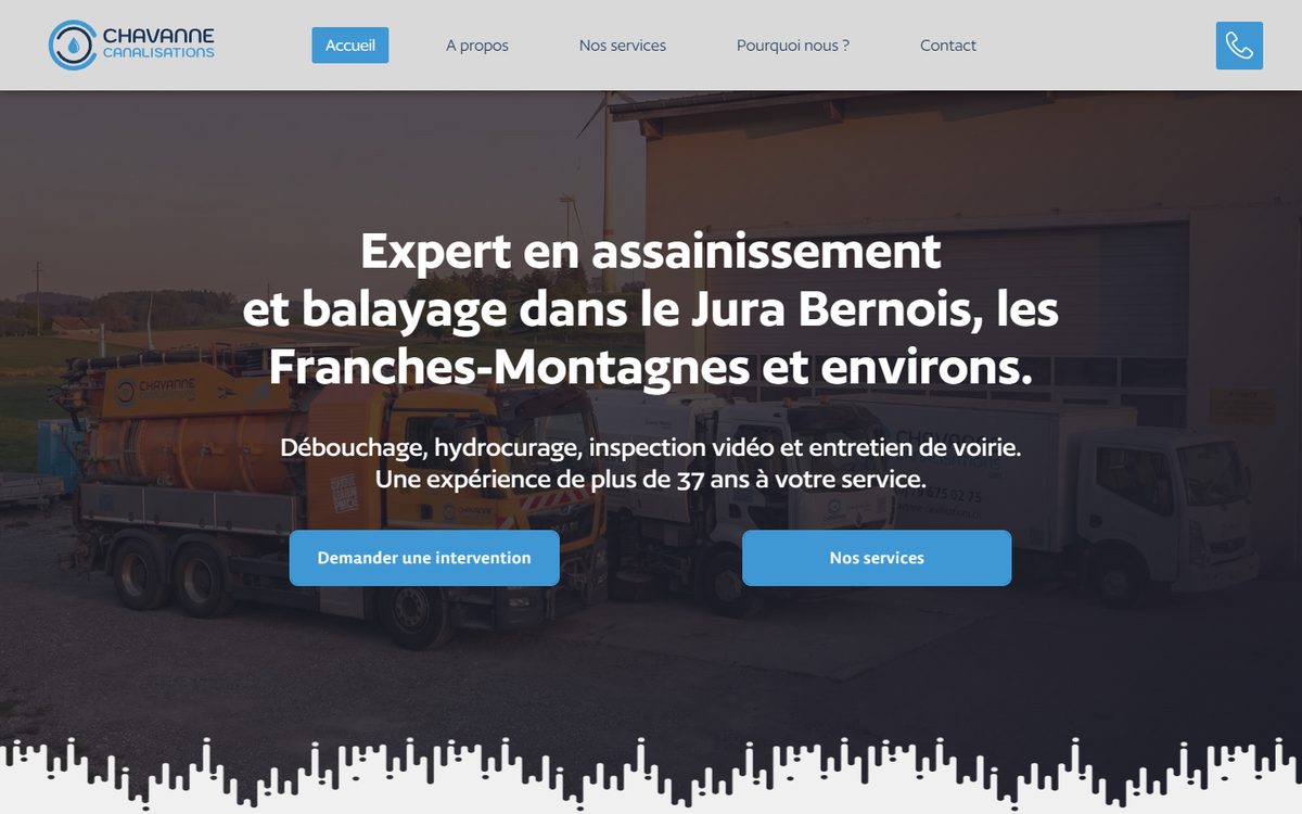Site de Chavanne Canalisations réalisé par Pixel idea