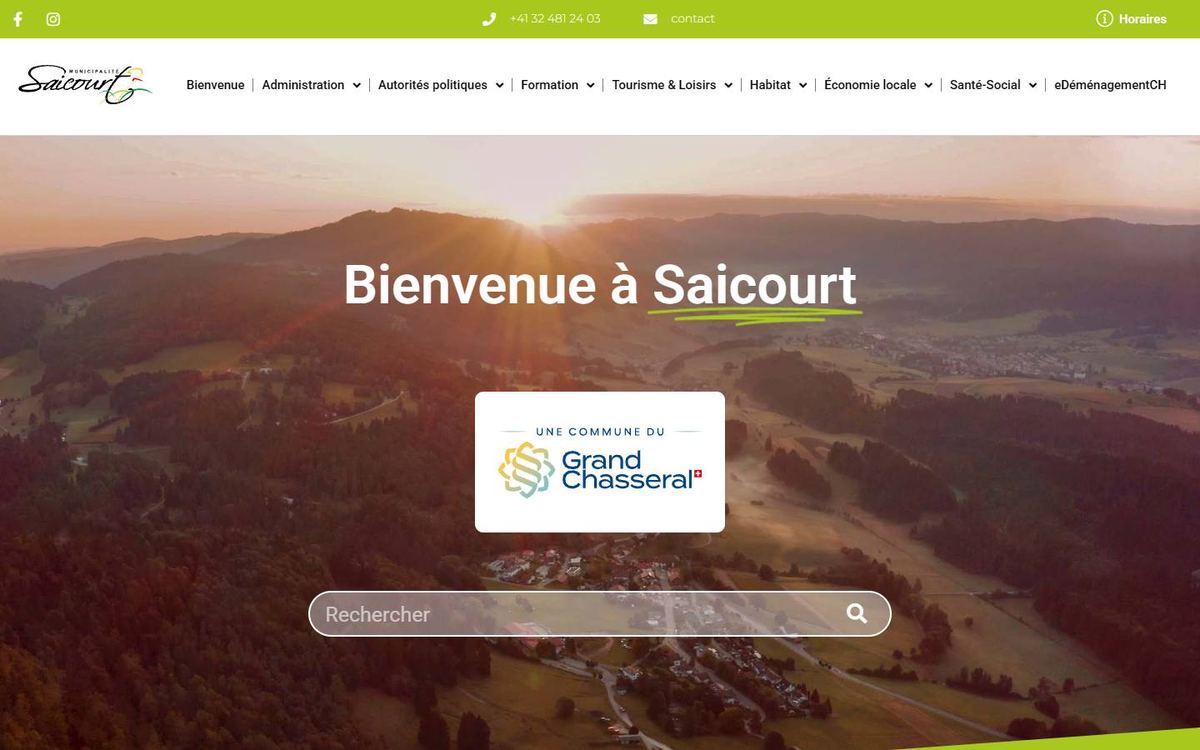 Site internet de Municipalité de Saicourt, réalisé par Pixel idea