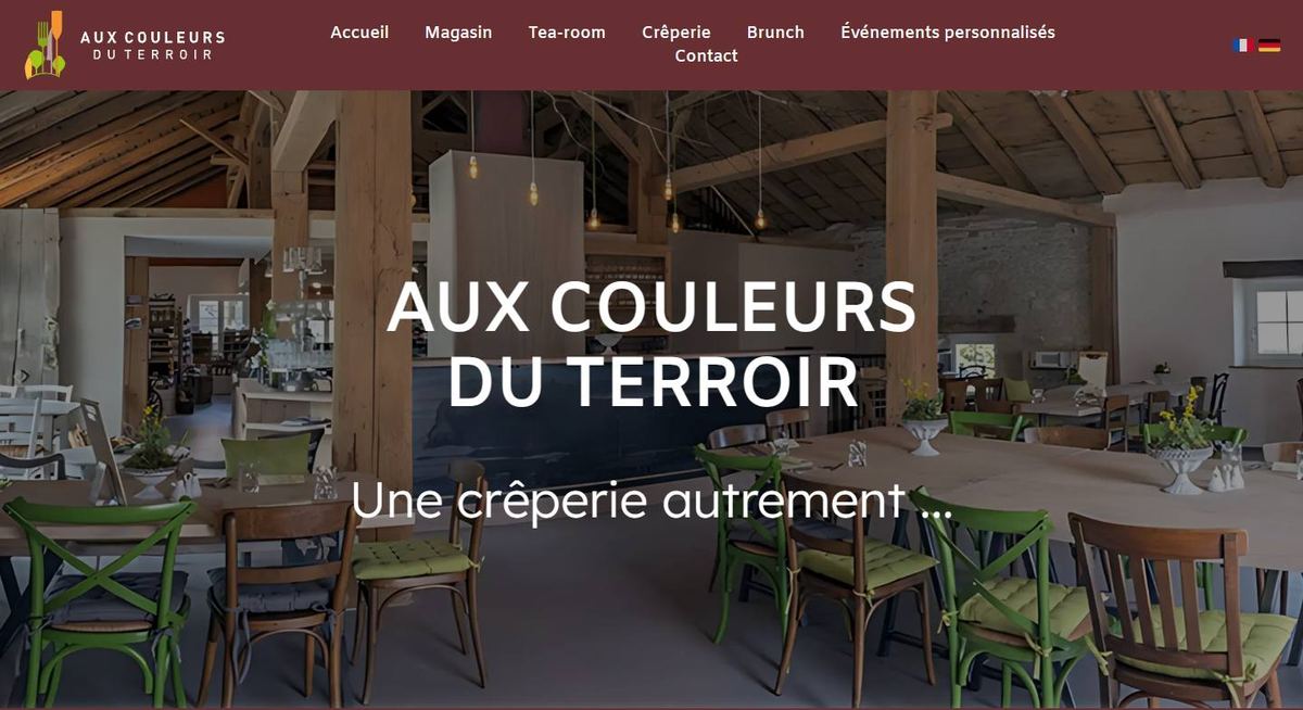 Site internet de Aux Couleurs du Terroir, réalisé par Pixel idea