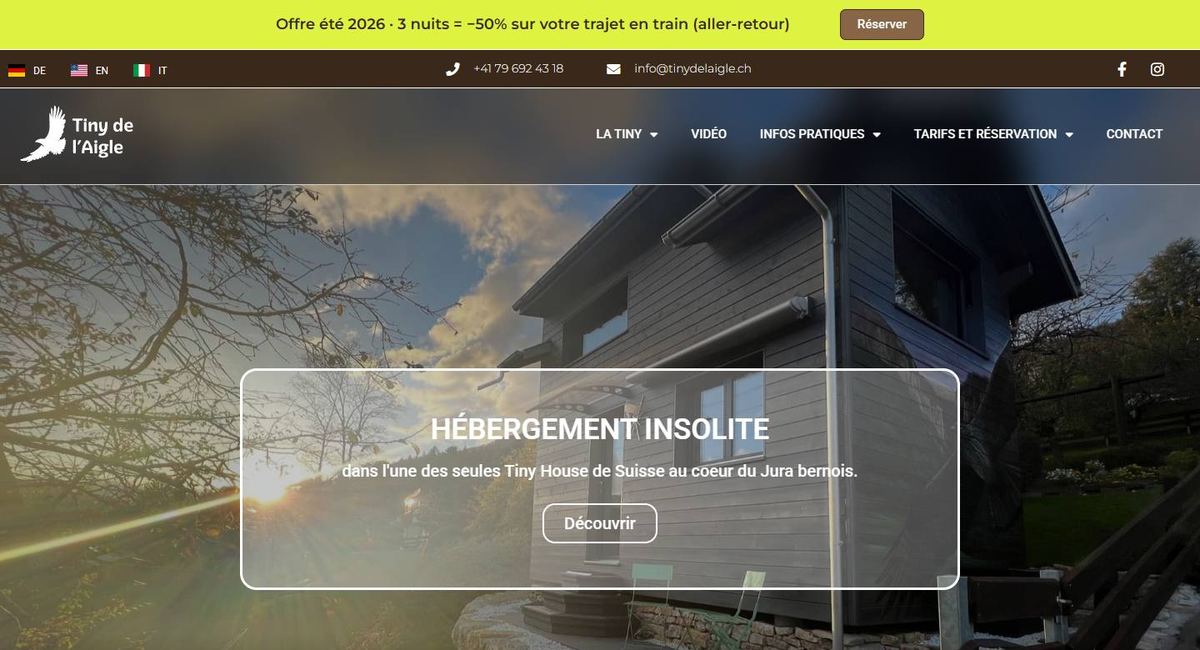 Site de Tiny de l'Aigle réalisé par Pixel idea