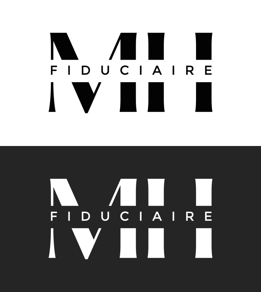 Le logo MH Fiduciaire en noir sur fond clair et en blanc sur fond foncé